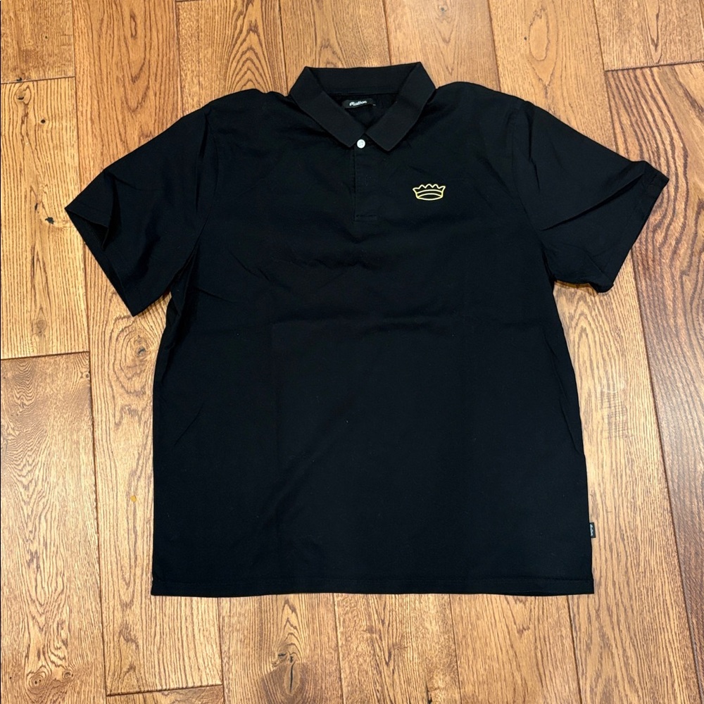Malbon Black Polo Shirt with Gold Crown Logo. Like new condition!